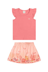 CONJ FEM BLUSA MC LISA E SAIA EST F MAR ROSA