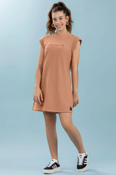 VESTIDO FEM JUV MLT CRAFT FOLLOW YOUR MARROM CLARO