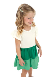 VESTIDO MC MEIA MALHA TRICOLOR VERDE