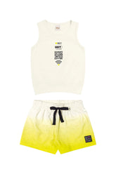 CONJ FEM REG WI FI E SHORT MLT BOTONE OFF WHITE