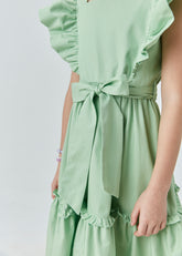 VESTIDO MIDI EM TRICOLINE VERDE CLARO