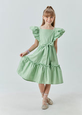 VESTIDO MIDI EM TRICOLINE VERDE CLARO