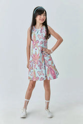 VESTIDO EM LINHO ESTAMPADO AZUL CLARO