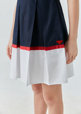 VESTIDO RODADO TRICOLINE BICOLOR NAVY MARINHO