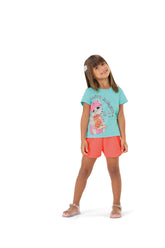 CONJ FEM BL GATA HAPPY E SHORT MLT FLEX ZIME BLUE