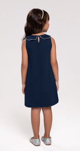 VESTIDO COTTON LEVE GOLA BAB FLOR MARINHO