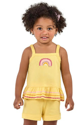 CONJ FEM REG BAB BARRA E SHORT TEXTUR AMARELO