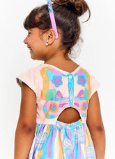 VESTIDO NAS ONDAS DO CEU EST BORCOLETAS AZUL/ROXO