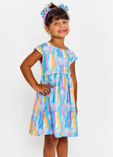 VESTIDO NAS ONDAS DO CEU EST BORCOLETAS AZUL/ROXO