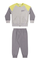 CONJ MAS JAQUETA ZIP CONNECT E CALCA MLT CINZA CLARO