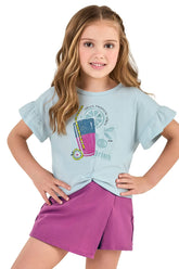 CONJ FEM BL DRINK E SHORT SAIA MLT S FEL AZUL CLARO