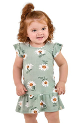 VESTIDO MC MALHA CANELADA EST MARGARIDAS VERDE