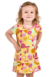 VESTIDO MC MALHA EST FLOR SOL BEACH AMARELO