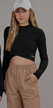 BLUSA CROPPED FEM JUV ML COTTON X BARRA PRETO