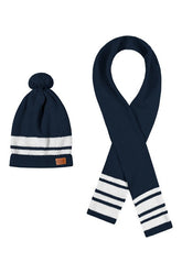 KIT GORRO E CACHECOL EM TRICO MARINHO