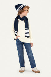 KIT GORRO E CACHECOL EM TRICO MARINHO