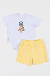 CONJ MAS BB CAM BODY URSOS BONE BERM PIQ BRANCO/AMARELO