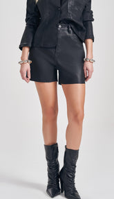 SHORTS FEM EM JEANS BLACK COM ELASTANO PRETO