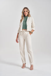 BLAZER CROPPED FEM EM SARJA LINHO NATURAL