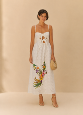 VESTIDO LAISE PASSARO EM FLOR BRANCO