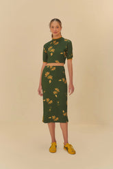 SAIA MIDI FEM BRILHO DE BANANA MILITAR