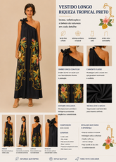 VESTIDO LONGO RIQUEZA TROPICAL PRETO