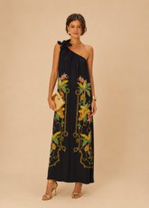 VESTIDO LONGO RIQUEZA TROPICAL PRETO