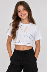 BLUSA FEM CKJ KIDS LOGO FOIL OFF WHITE