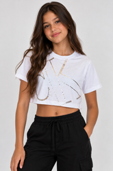 BLUSA FEM CKJ KIDS LOGO FOIL OFF WHITE