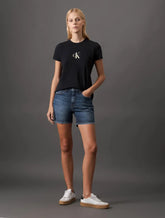 BERMUDA CKJ FEM JEANS MEIO COXA AZUL MEDIO