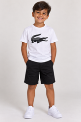 CAMISETA MASC KIDS MC LACOSTE BRANCO AU8