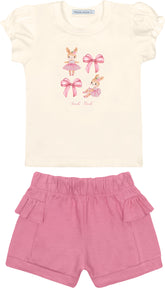 CONJ FEM BL COELHO LACO E SHORT M FRUIT OFF WHITE