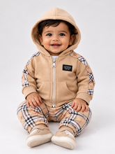 CONJ MAS MOLETOM FELP E CALCA JACQUARD AREIA
