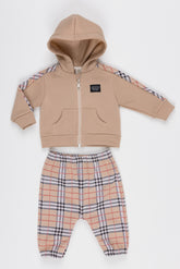 CONJ MAS MOLETOM FELP E CALCA JACQUARD AREIA