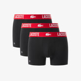 KIT 03 CUECAS BOXER CURTA LACOSTE PRETO/VERMELHO 939