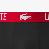 KIT 03 CUECAS BOXER CURTA LACOSTE PRETO/VERMELHO 939