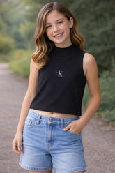 BLUSA SM CKJ FEM KIDS REGATA GOLA ALTA PRETO