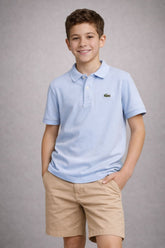 POLO MASC KIDS MC LACOSTE AZUL CLARO T01
