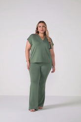 CONJ FEM REG E CALCA MOLETINHO VISCOSE VERDE