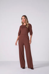 CALCA FEM EM MALHA CREPE DE VISCOSE CHOCOLATE