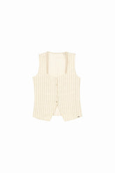 COLETE FEM TECIDO VISCOSE ESTAMPADO BEGE