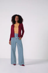 CARDIGAN FEM EM MALHA TRICO BORDO