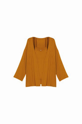 CONJ TWIN SET CARDIGAN E REG TRICO VISC TERRACOTA