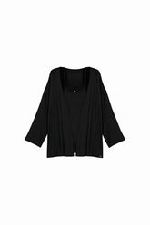 CONJ TWIN SET CARDIGAN E REG TRICO VISC PRETO