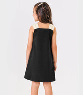 VESTIDO PONTO ROMA LACO PEROLA PRETO