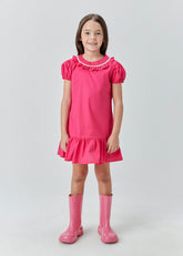 VESTIDO MC TRICOLINE DETALHE DE RENDA ROSA