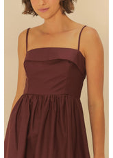 VESTIDO ALCINHAS LONGO FARM MARROM