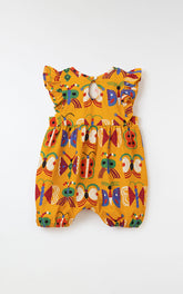 MACAQUINHO FEM BEBE MALHA BORBOCOSMO AMARELO MOSTARDA