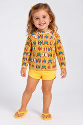 BLUSA PROTECAO UV FEM BORBOCOSMO AMARELO MOSTARDA