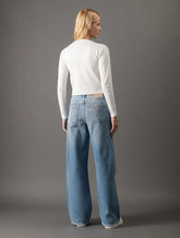 CALCA CKJ FEM JEANS WIDE LEG 5 POCKETS AZUL CLARO